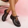 Fashion British Style Round Toe Lace-up Women 2025 Spring and Autumn New Retro Loafers Flat Deep Mouth Single Shoes