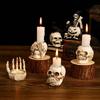 Candlestick Skeleton Resin Figurine Statues Model Halloween Skull Gift Decor