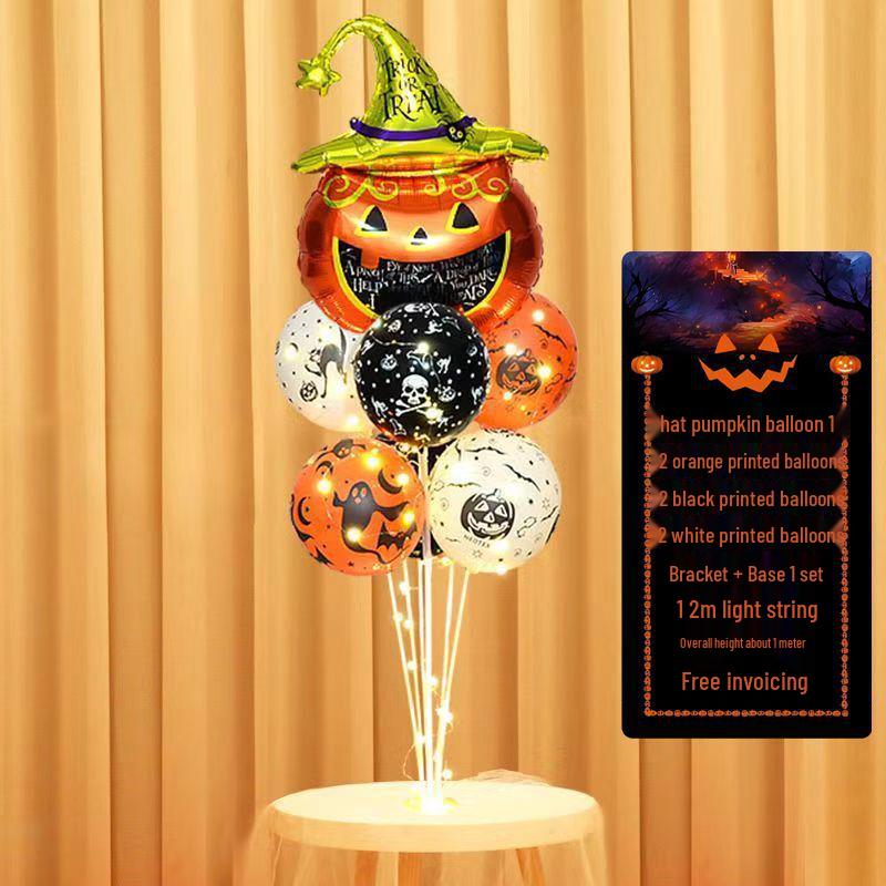 Halloween Pumpkin Skeleton Balloon Columns for Party and Event Decoration