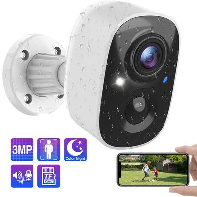 Telecamere di sicurezza Telecamere wireless per la sicurezza domestica con rilevamento del movimento AI, faretto e allarme sirena, visione notturna a colori 2K, archiviazione SD/cloud