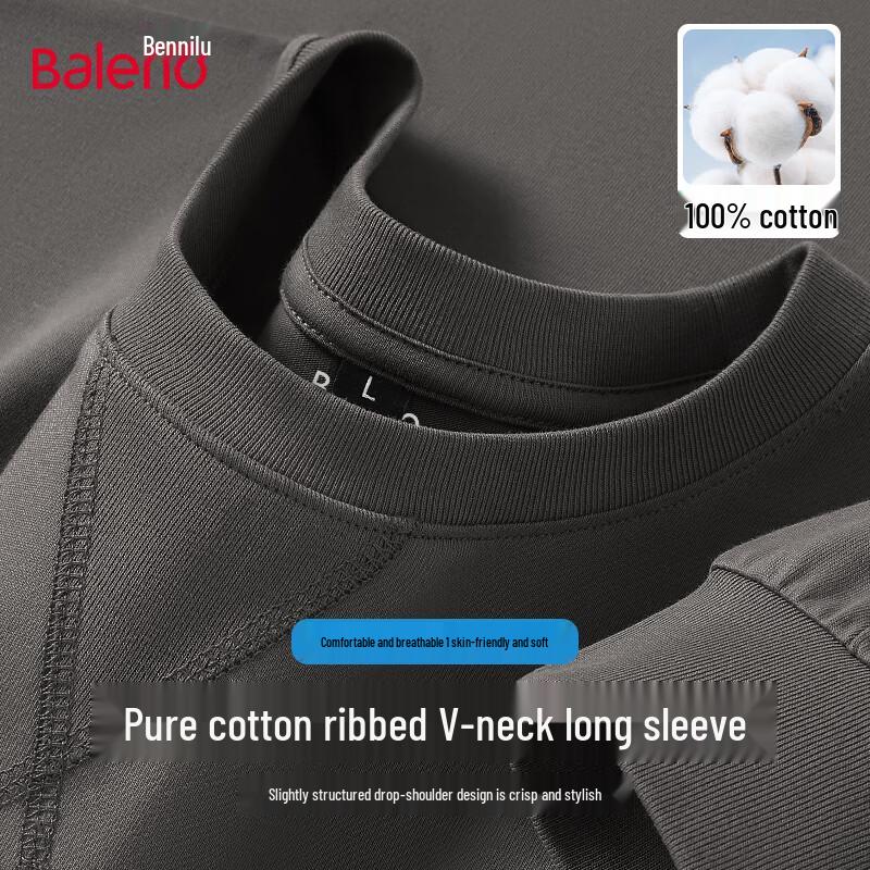 

Baleno Men s Round Neck Pure Cotton Long Sleeve T-Shirt L