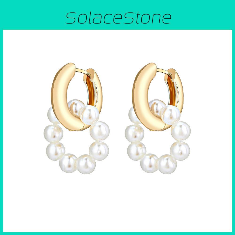 Chic Geometric Pearl Earrings Alloy Material Ideal For Stylish Women