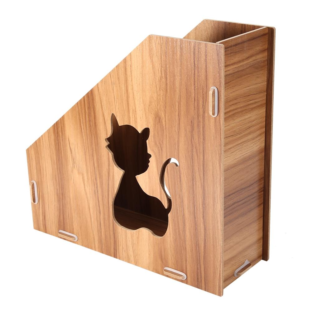 Modern Hollow Out Cat DIY Office Display Rack Magazine File Organizer Desktop Document Sorter