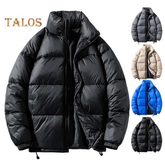 Płaszcz męski bawełniany ze stójką, długim rękawem, zapięciem na suwak, regulowanym obszyciem i kieszeniami bocznymi, jednolity kolor, gruba pikowana odzież wierzchnia