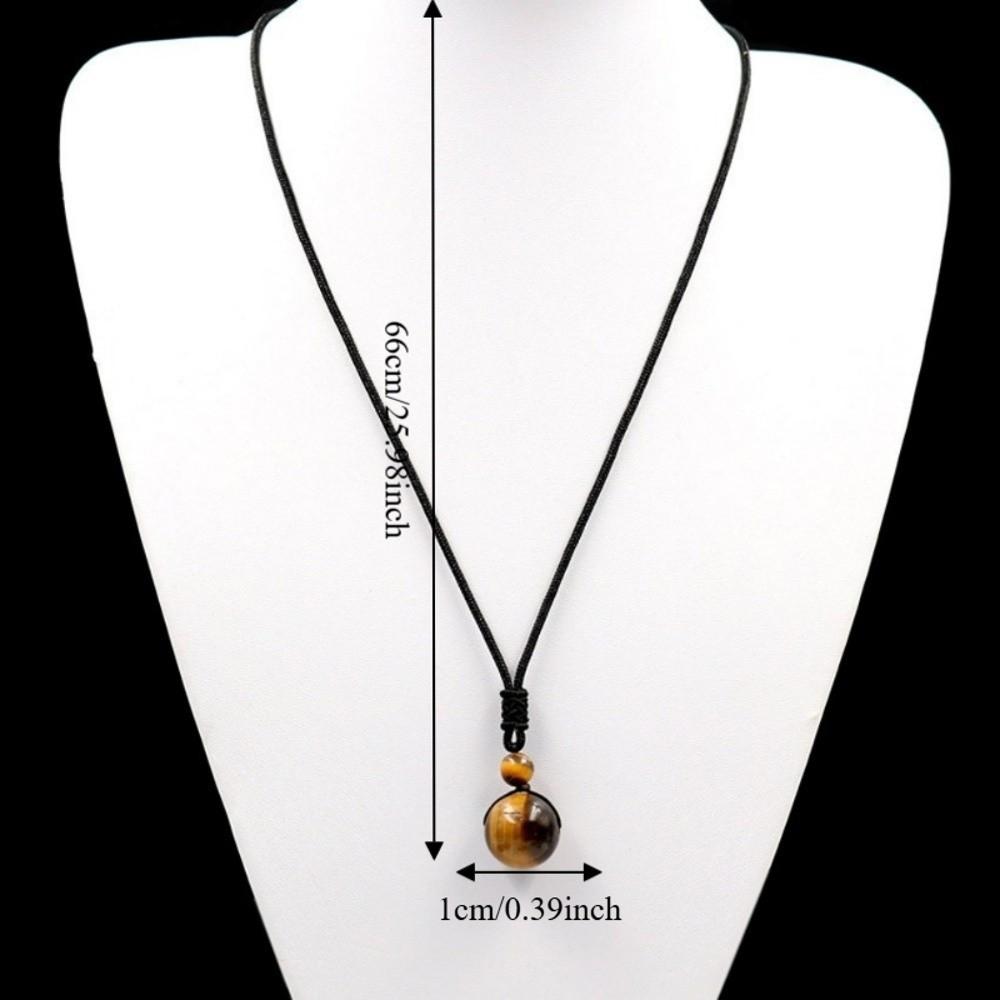 Beaded Crystal Pendant Necklace Braided Rope Tiger's Eye Necklace Weaving Necklace  Gifts