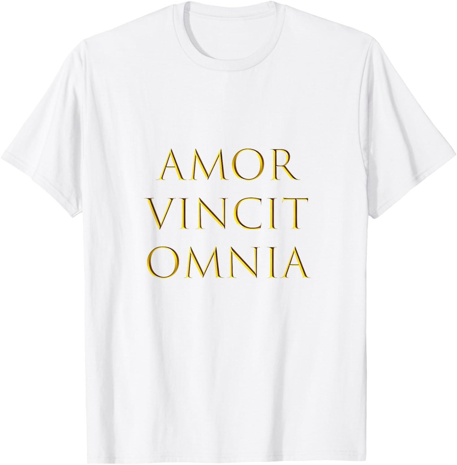 Amor Vincit Omnia Love Conquers All In Latin T-Shirt L
