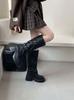 Autumn and winter new retro western cowboy boots women's thick-soled thick heel belt buckle high knight boots slim long boots