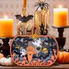 Wooden Multi-Layer Halloween Pumpkin with Haunted House, Ghosts, and Scarecrow Ornaments for Desktop Display