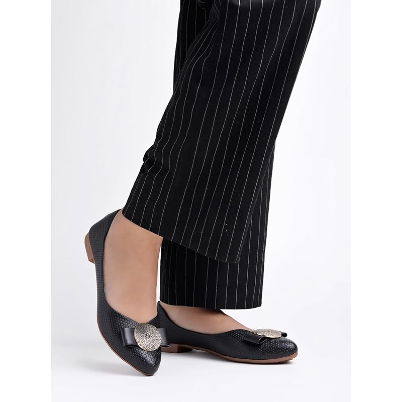 Shoetopia Oversized Bow Detailed Black Bellies For Girls-Eu36 3 UK бронзовый