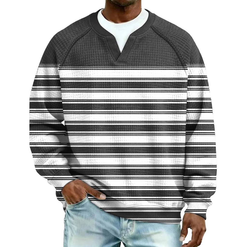 Herrfritidshuva Utomhus V-hals Vågmönster Långärmad