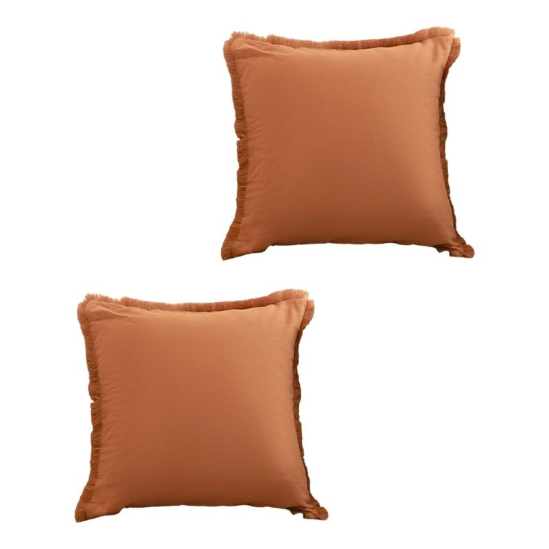 Solid Color Velvets Throw Pillow Case with Tassels Trim Bohemians Style for Living Room Decoration 18x18