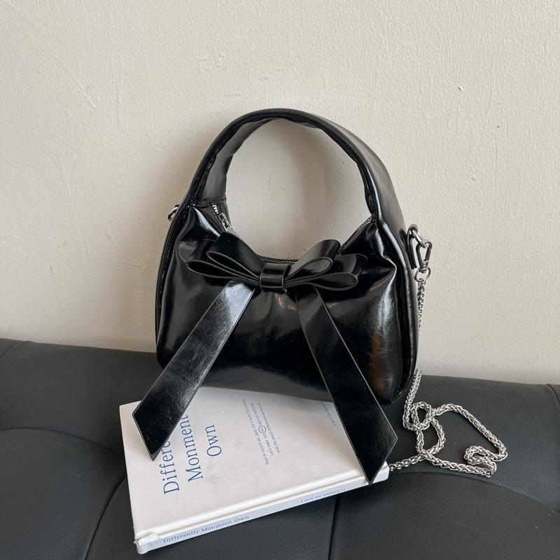 Small Bag Bow Shoulder Bag Women's Underarm Bag PU Crossbody Bag