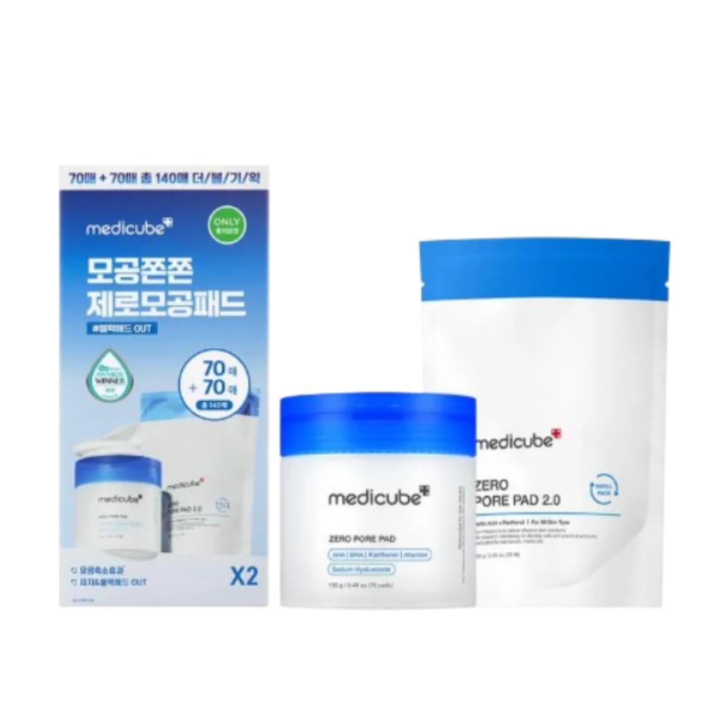 Medicube Zero Pore Pad 2.0 Pore Tightening Exfoliating Toner Pads 70 Pads + Refill 70 Pads Set
