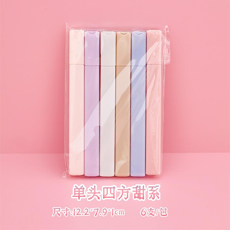 6 Stück / Set Pastellfarbener Textmarker Kawaii Schreibwaren Farbmarker Schulbedarf Schülermarker Textmarker Japanische Schreibwaren