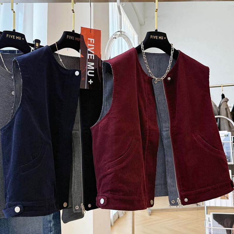 Vest for Women Cotton Autumn Winter Sleeveless Tops Vest Oversize Thickened Vest