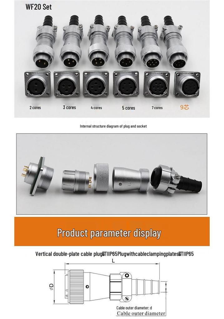 Weipu WF20 Waterproof Aviation Connector, 15-Pin.