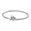 925 Silver Women's Bracelet with Heart T-shaped Buckle and Adjustable Bracelet, Fashionable DIY Jewelry Gift