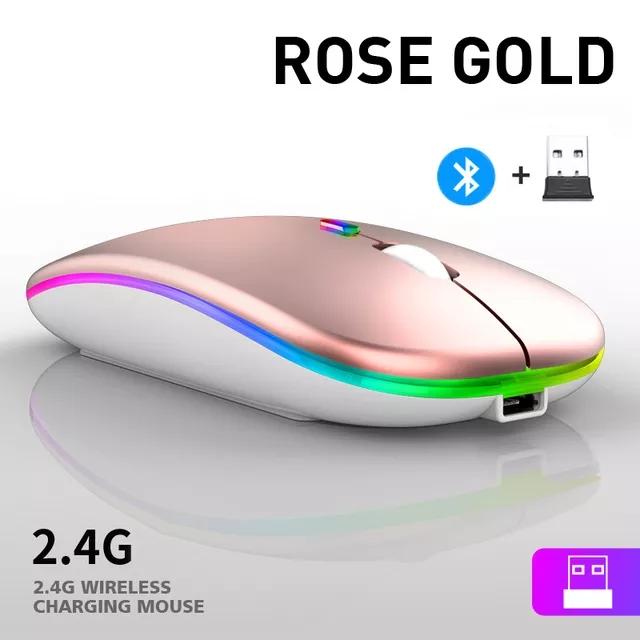 Akumulatorowa bezprzewodowa mysz Bluetooth z myszą USB 2,4 GHz RGB 1600 DPI do komputera Laptop Tablet PC Macbook Gaming Mouse Gamer