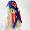 90cm Silk Scarf Large Square Scarf Women's New Patchwork Printed Flower Sateen Scarf Wrap Turban Shawl