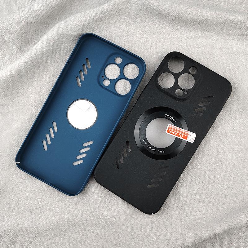 For iPhone 13 12 11 Plus X Xs Xr Pro Max mini Rock Sand Ice Magnetic Magnifier Heat Dissipation Matte PC Case Breathable Cooling Anti-slip Cover Shell