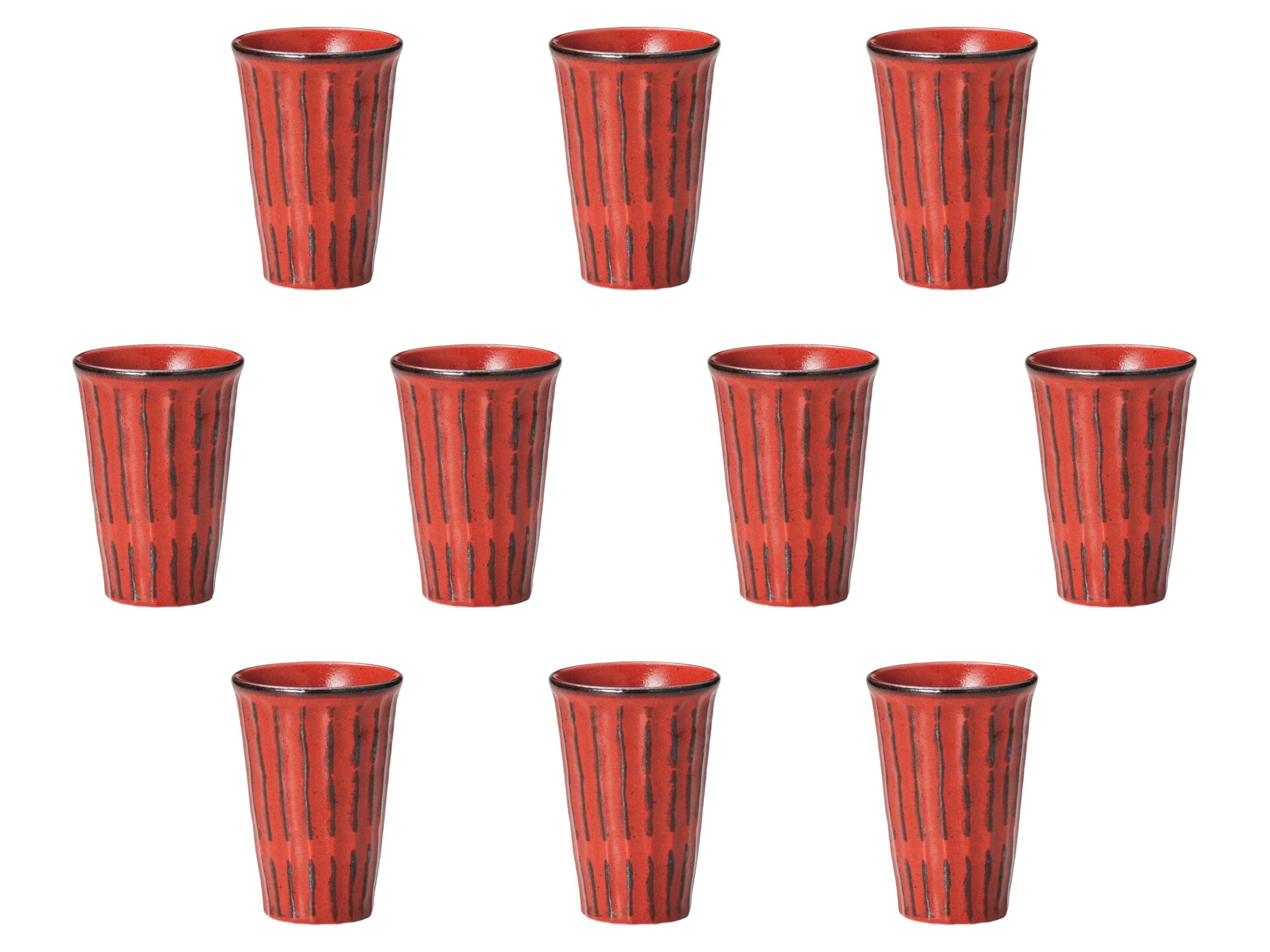 

Set of 10 Yuzu Black Magna Shaved Tumblers x 12 cm Shochu Cup Setomonohonpo [8.5 (300 cc)]