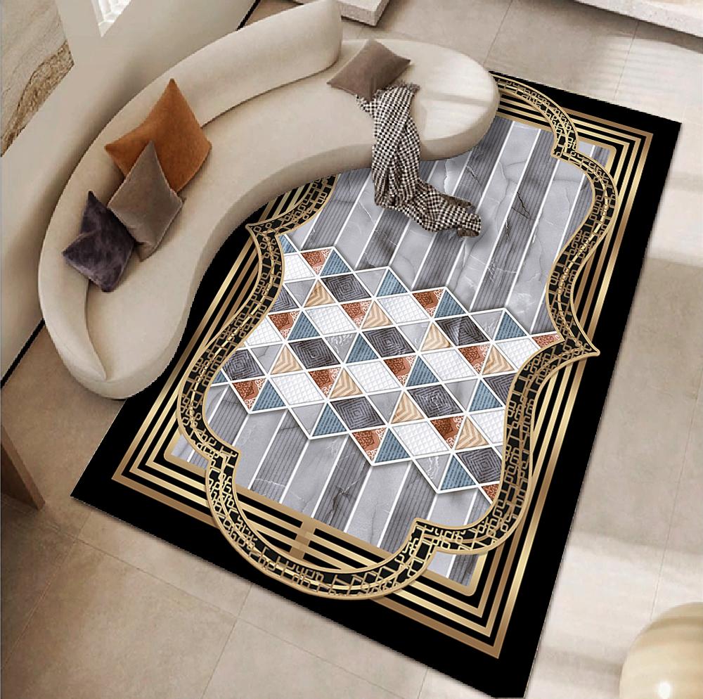 

Luxury Black Marble Sofa Rug for Living Room European Large Area Non-slip Decoration Carpets Bedroom Study Tatami Soft Floor Mat 60x90cm