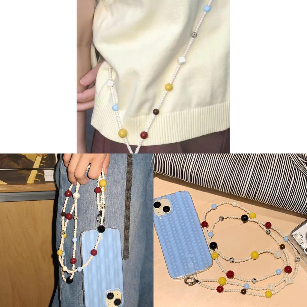 Pvc Phone Lanyard With Colorful Bead Design For Men And Women