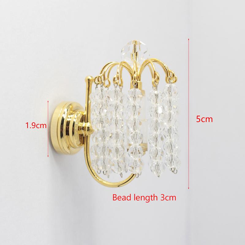 Domek dla lalek Miniaturowa Europejska Złota Wielowarstwowa Lampa Ścienna z Koralików Mini Lampa Ozdoba Model Meble Dekoracja Zabawka Akcesoria do Domku dla Lalek
