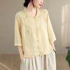 DIMANAF 2026 Plus Size Summer Women Blouse Shirts Tunic Oversize Loose Casual Cotton Lady Tops Tees Embroidery Floral Solid