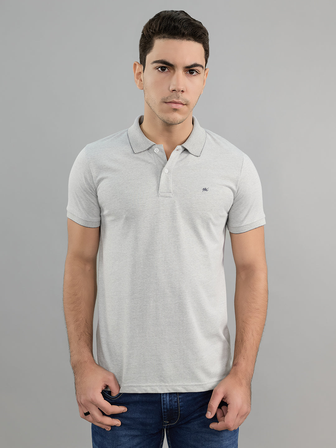 Monte Carlo Men Regular Fit Grey Tshirt M