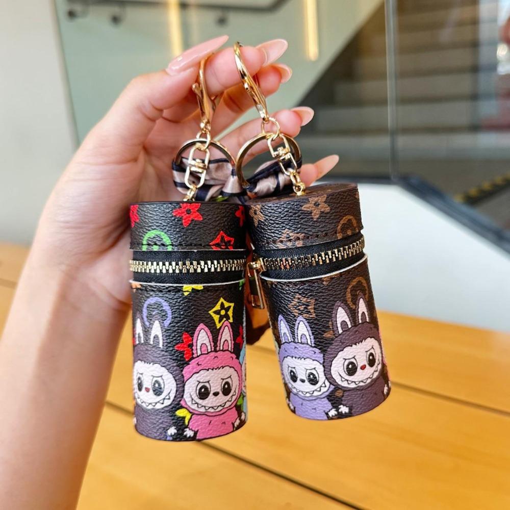 Neue Mode Labubu Mund Roter Umschlag Trendige Personalisierte Zylinder Aufbewahrungstasche Anhänger Niedliche Cartoon Schmucktasche