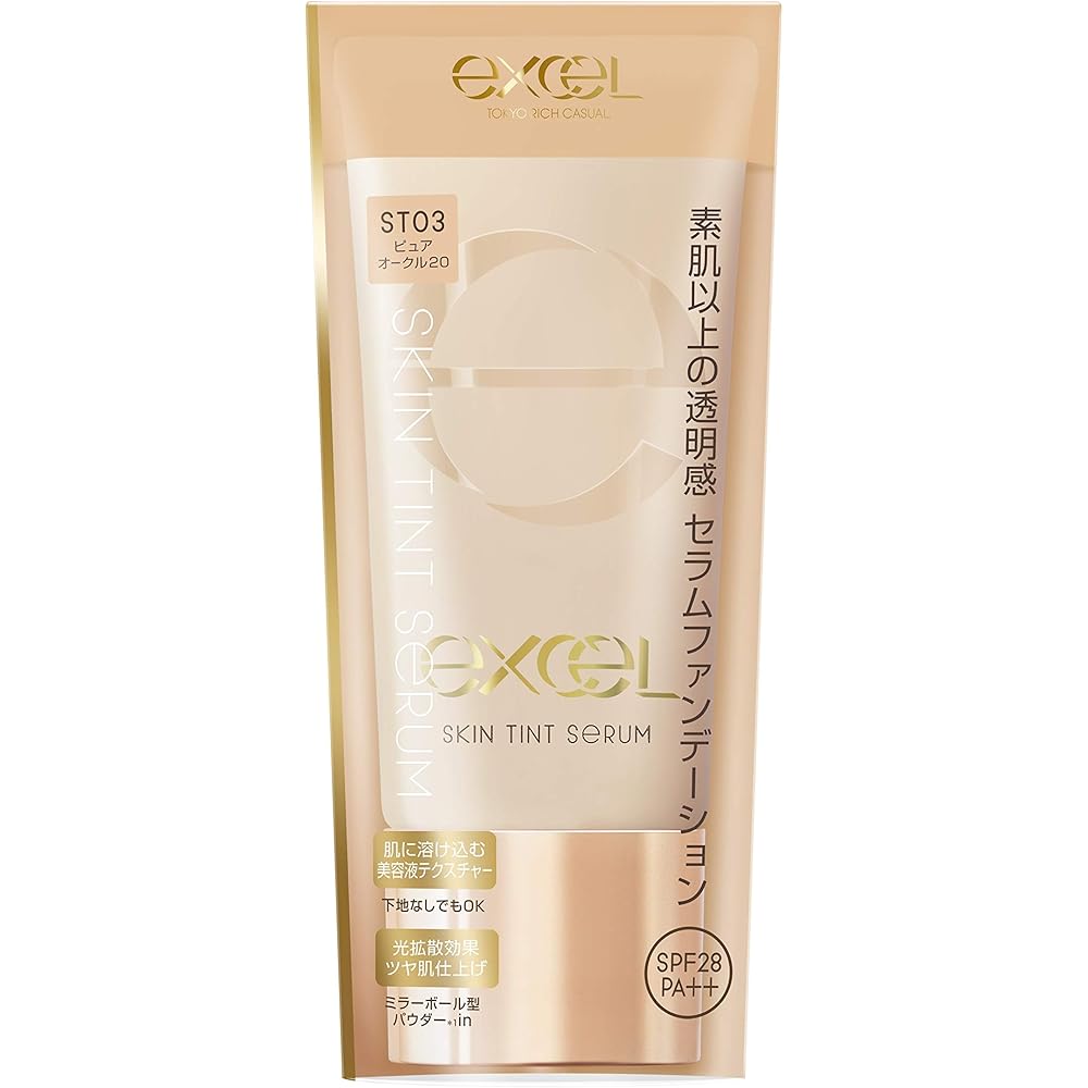 

Excel Skin Tint Serum ST03 Pure Ocher 20 Liquid Foundation 30ml