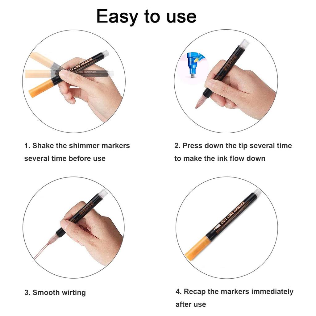 Obrysové fixy 12 barevných pro doodle fixy Obrysové fixy Třpytivé dvojité fixy Sada na dárky Přání a malování Psaní a malování 1ml