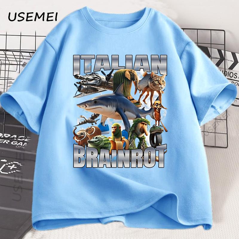 

Итальянская футболка Brainot Смешная футболка с мемом Графические футболки Мужская Женская Винтажная футболка Модная Хлопковая Летняя Футболка с коротким рукавом Y2k Уличная одежда 4XL