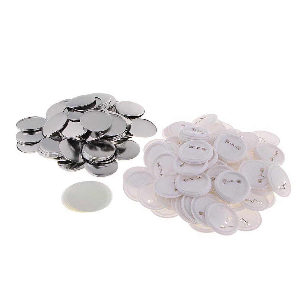 

100Pcs 58mm Button Parts Button Maker Parts Top/Bottom Cover Clip Pin Button Parts for Badge Maker Machine Craft Making Mold Kit белый