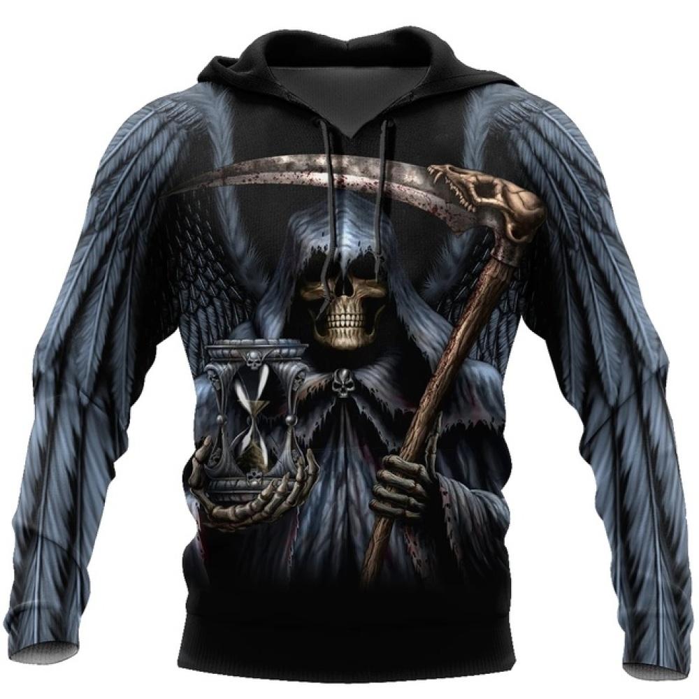 

Хэллоуин готический череп принт пять пальцев Death Punch толстовки мужские панк хип-хоп толстовка с капюшоном крутая уличная пуловер осень XXL