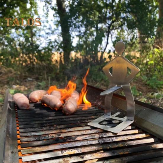 1/2Pcs Stainless Steel BBQ Sausage Rack Holder Reusable Funny Metal Fork for Grilling BBQ Grill Tool Outdoor Picnic Camping