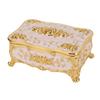 Vintage Jewelry Box Rectangular Exquisite Rose Pattern Zinc Alloy Soft Velvet Lining Trinket Organizer