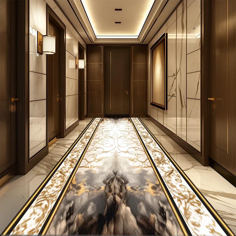 Luxuriöser Gold Flur Teppich Rutschfest Waschbar Läufer Durchgang Weicher Teppich Außen Gang Die Lange Diele Matte Anpassbar