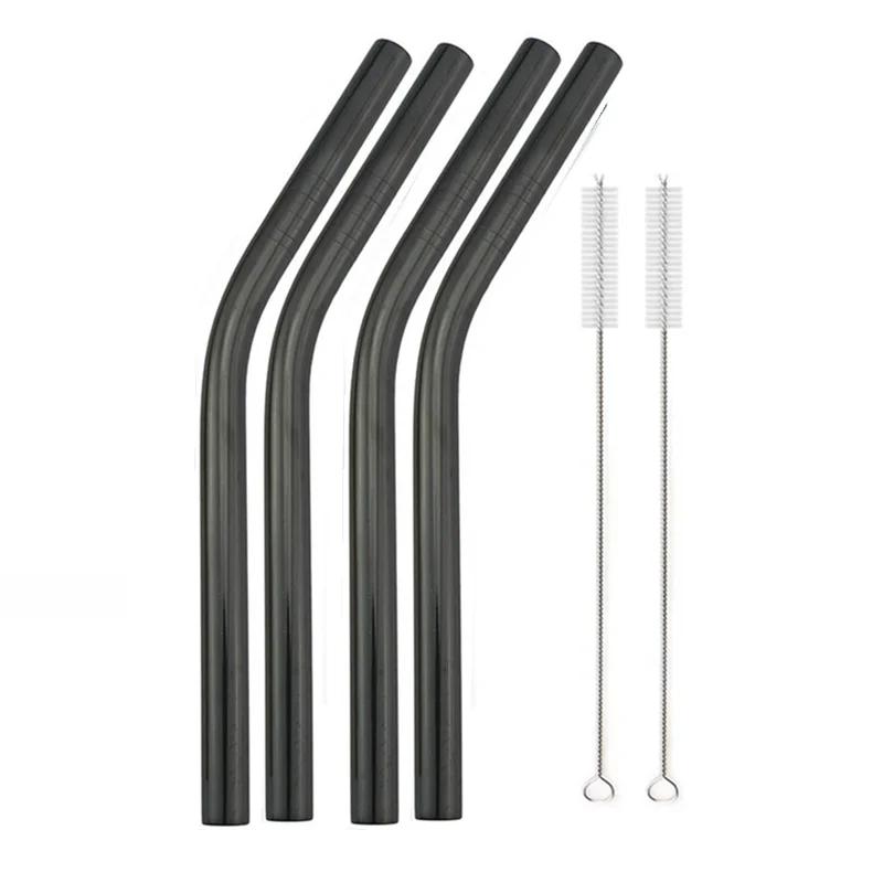 Pailles à smoothie en acier inoxydable 304 de 12 mm de large, pailles réutilisables en métal pour milkshake Boba Bubble Tea, ensemble de pailles courbées