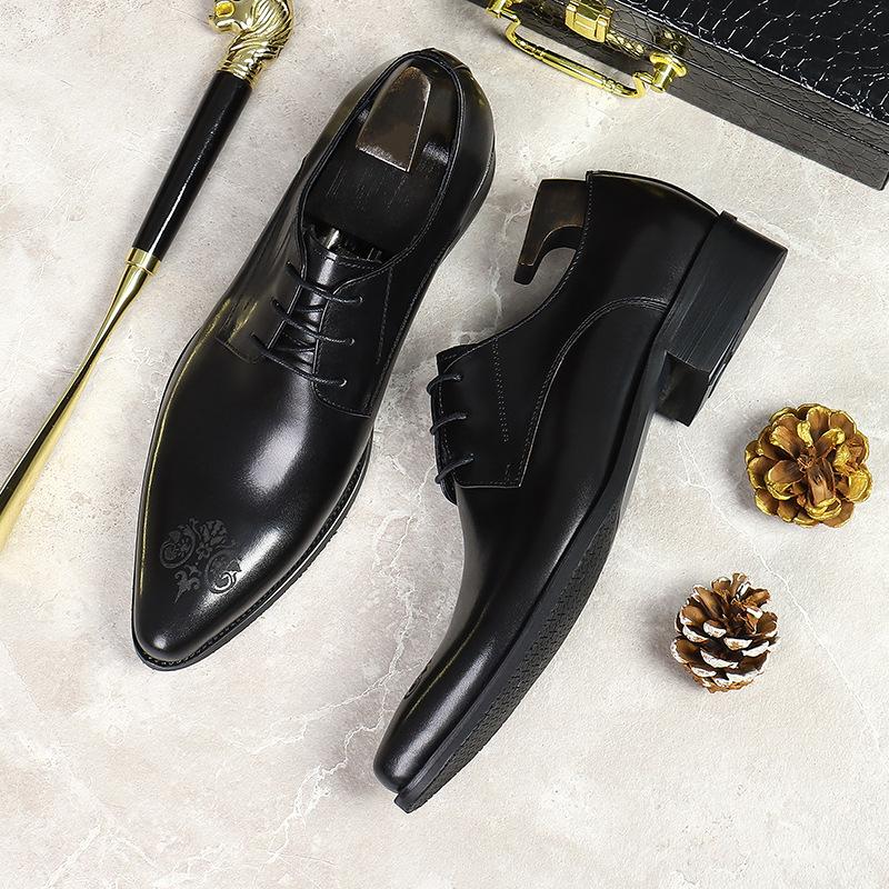 

Модная мужская обувь ручной работы из нескользящей кожи, в британском стиле, свадебная обувь, деловая формальная одежда, размеры 37-46, новая 11 чёрный