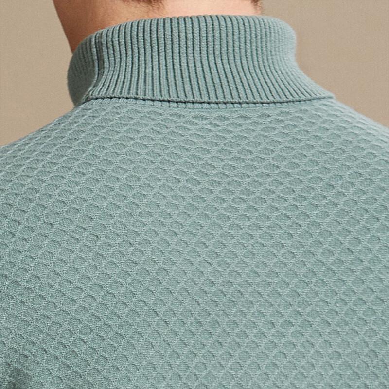 Men's 100% Wool Ribbed Jacquard Turtleneck Sweater