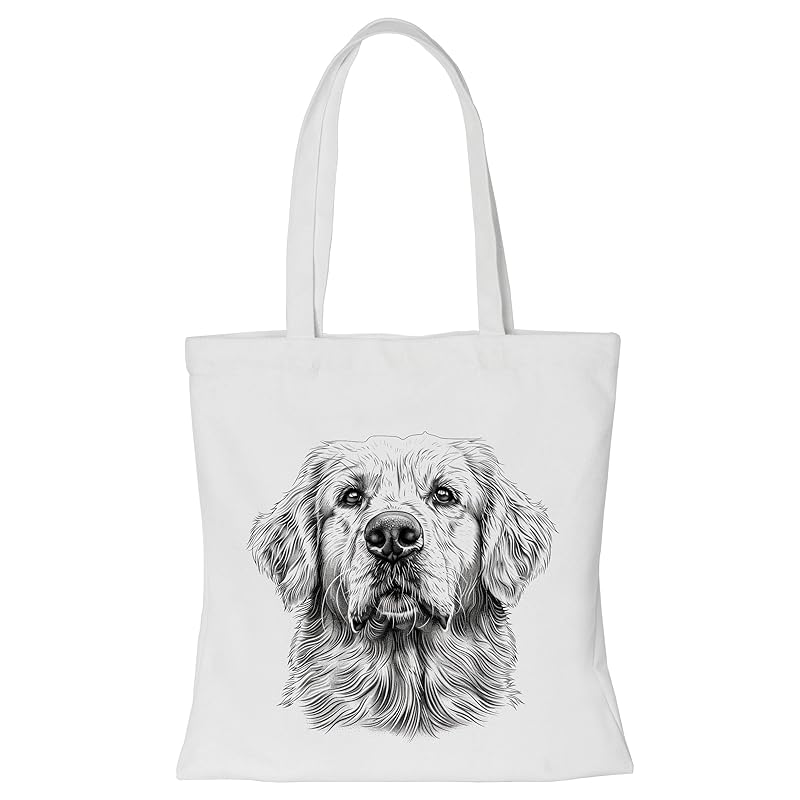 

[SUNSMOM] ladies canvas tote bag a4 canvas tote bag girls dog pattern With zipper Has an inside pocket M