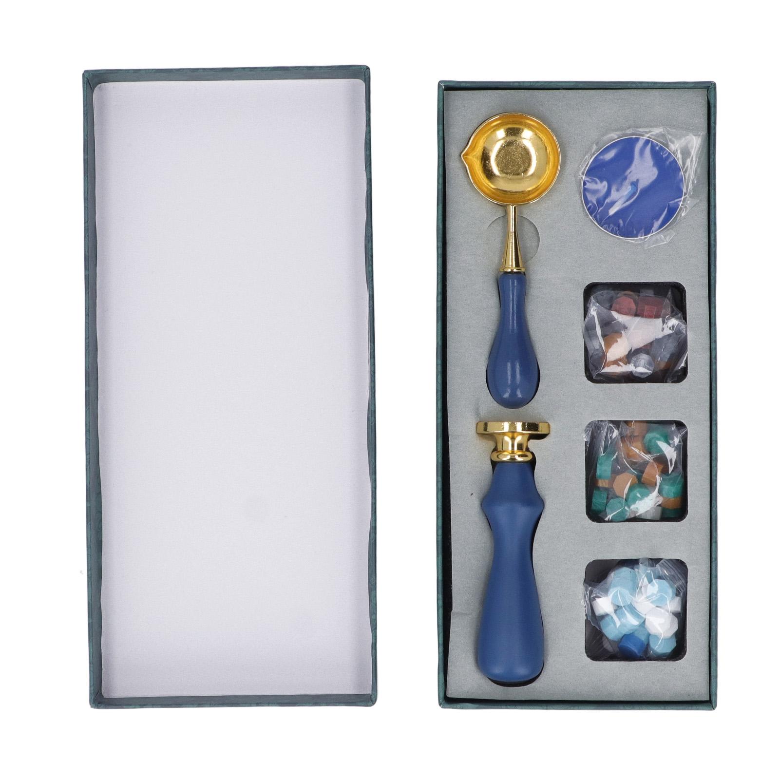 

Набор из 6 восковых штампов темно-синего ретро-штампа своими руками для конвертов с огненной краской и набором для запечатывания воска