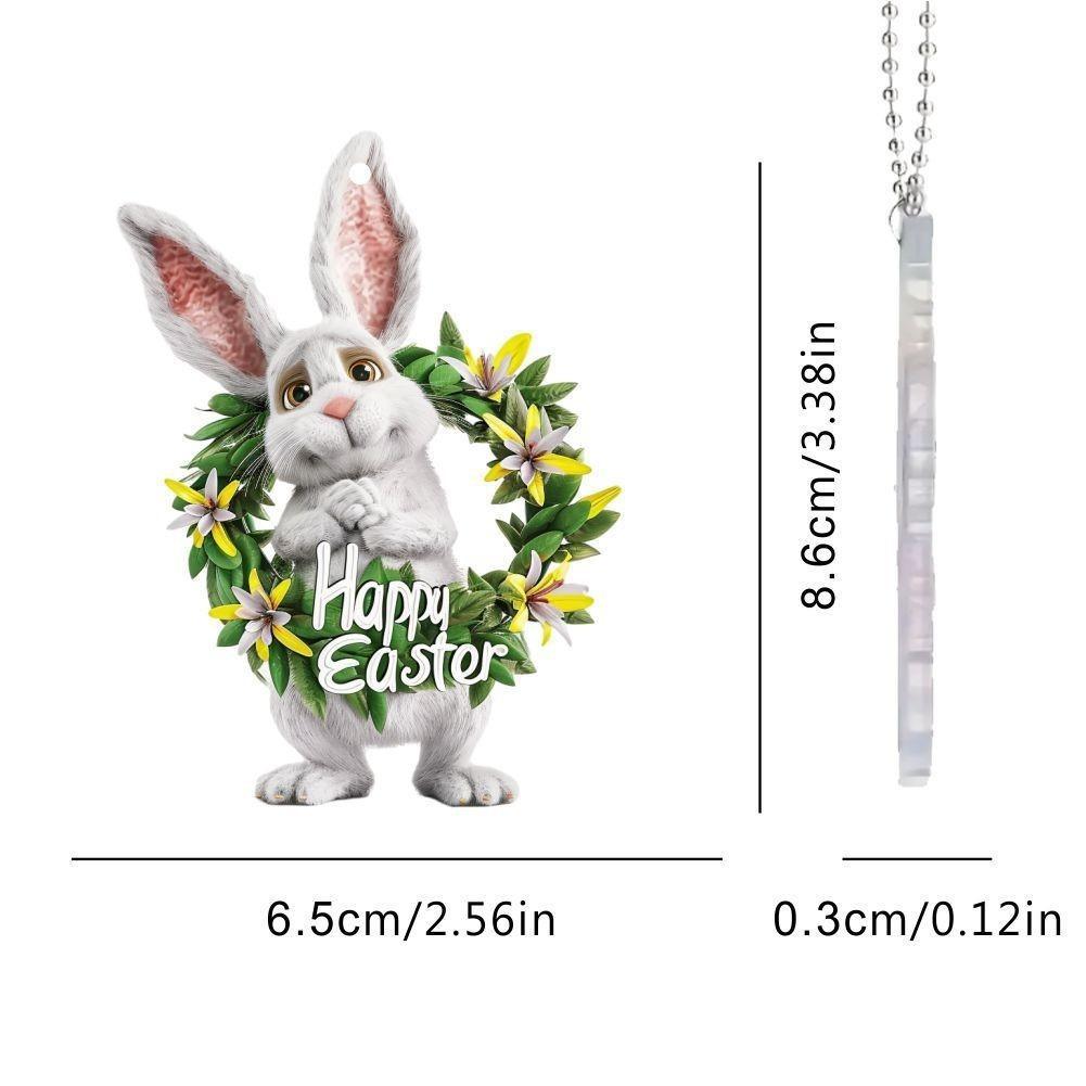 Easter Acrylic Whimsical Bunny With Colorful Eggs Decorative Car Ornament Hanging
