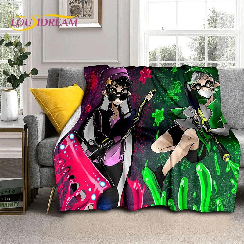 Splatoon3 PC Gamer Cartoon Game Soft Blankets,Keep Warm Throw Blanket Comfortable Blanket for Picnic Beds Sofa Home Bedroom Gift