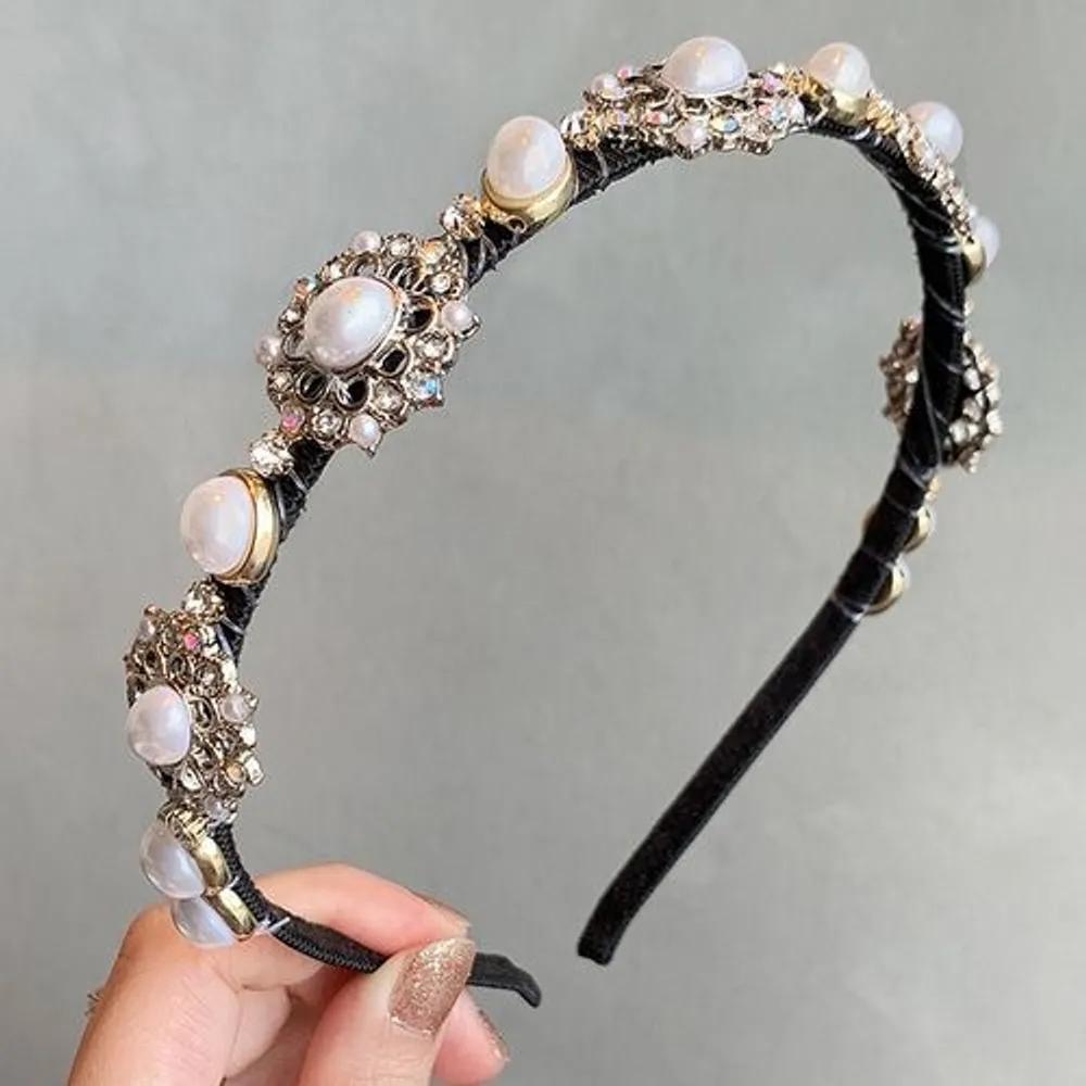Flower crown fashion, retro pearl princess style hair, headband, elegant headband