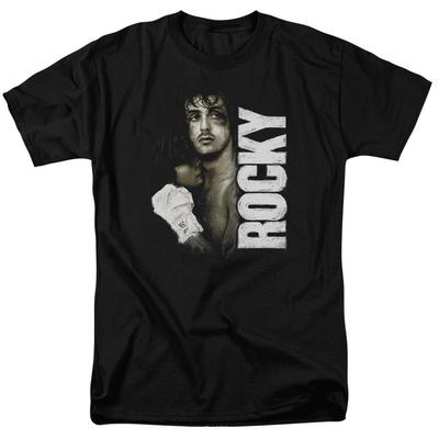 Rocky Bemaltes Rocky T-Shirt Herren Lizenzierter Boxfilm-Tee Balboa Creed Schwarz