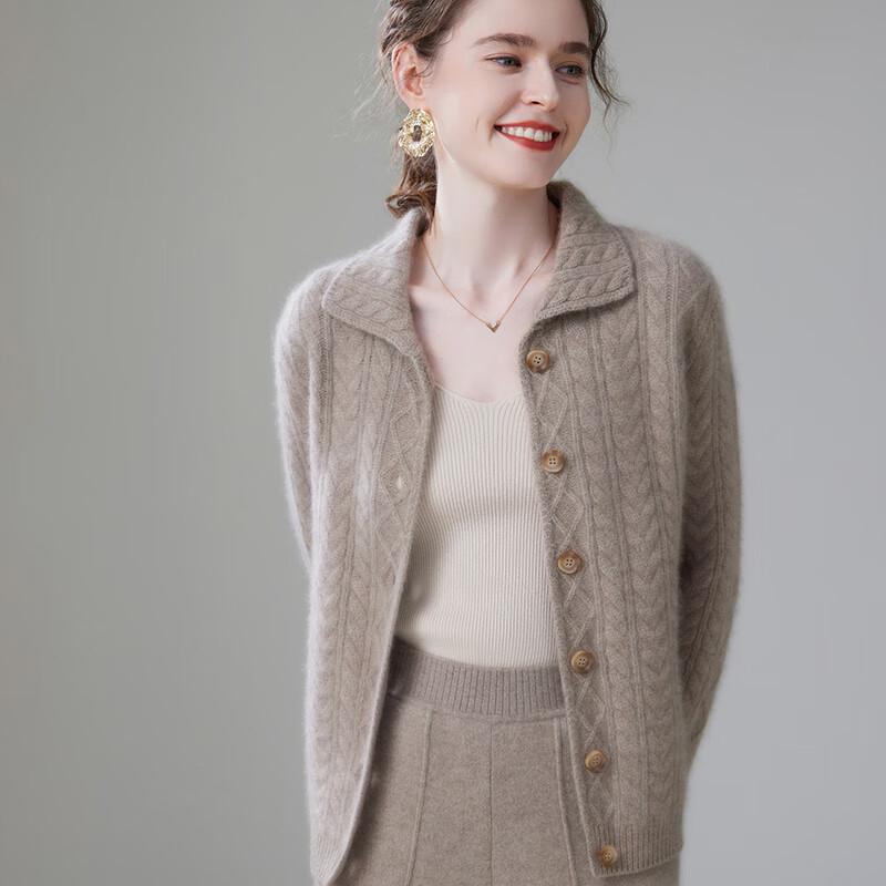 Women's Thickened Cashmere Lapel Cardigan Sweater