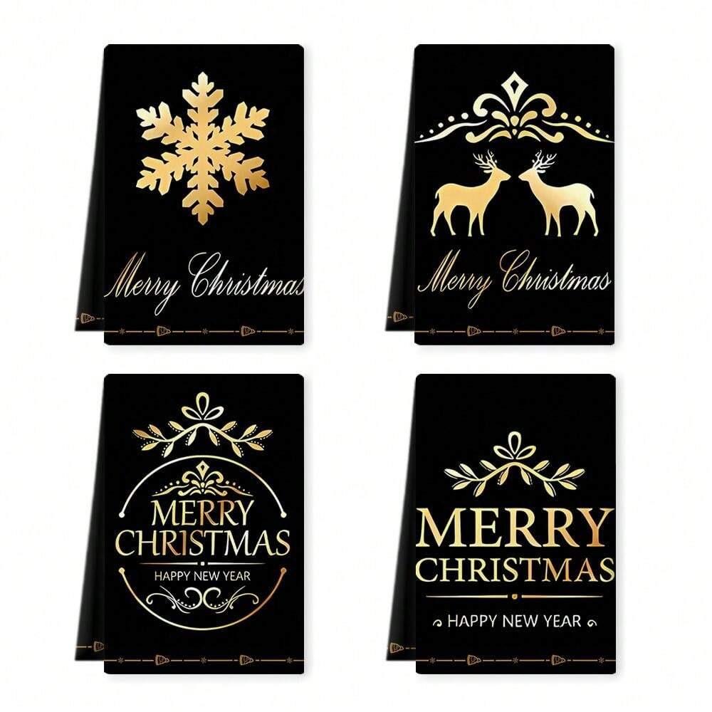 1pc/2pc/4pc/pack Christmas Scrub Sponge Creative Kitchen Dish Cloth Festive Cleaning Decor for Home & Table Kitchen Dish Towel Xmas Cleaning Supplies